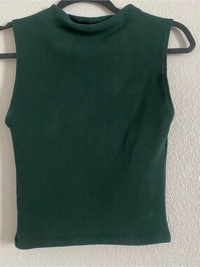 Zara Sleeveless Mock Neck Women's tank Top Deep Green